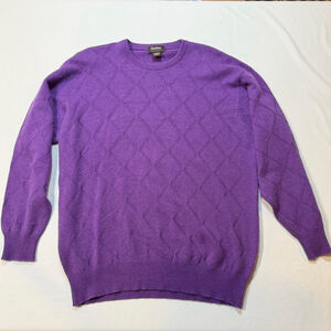 Neiman Marcus Purple Cashmere Sweater| Mens L | Argyle Knit | Made in Scotland |